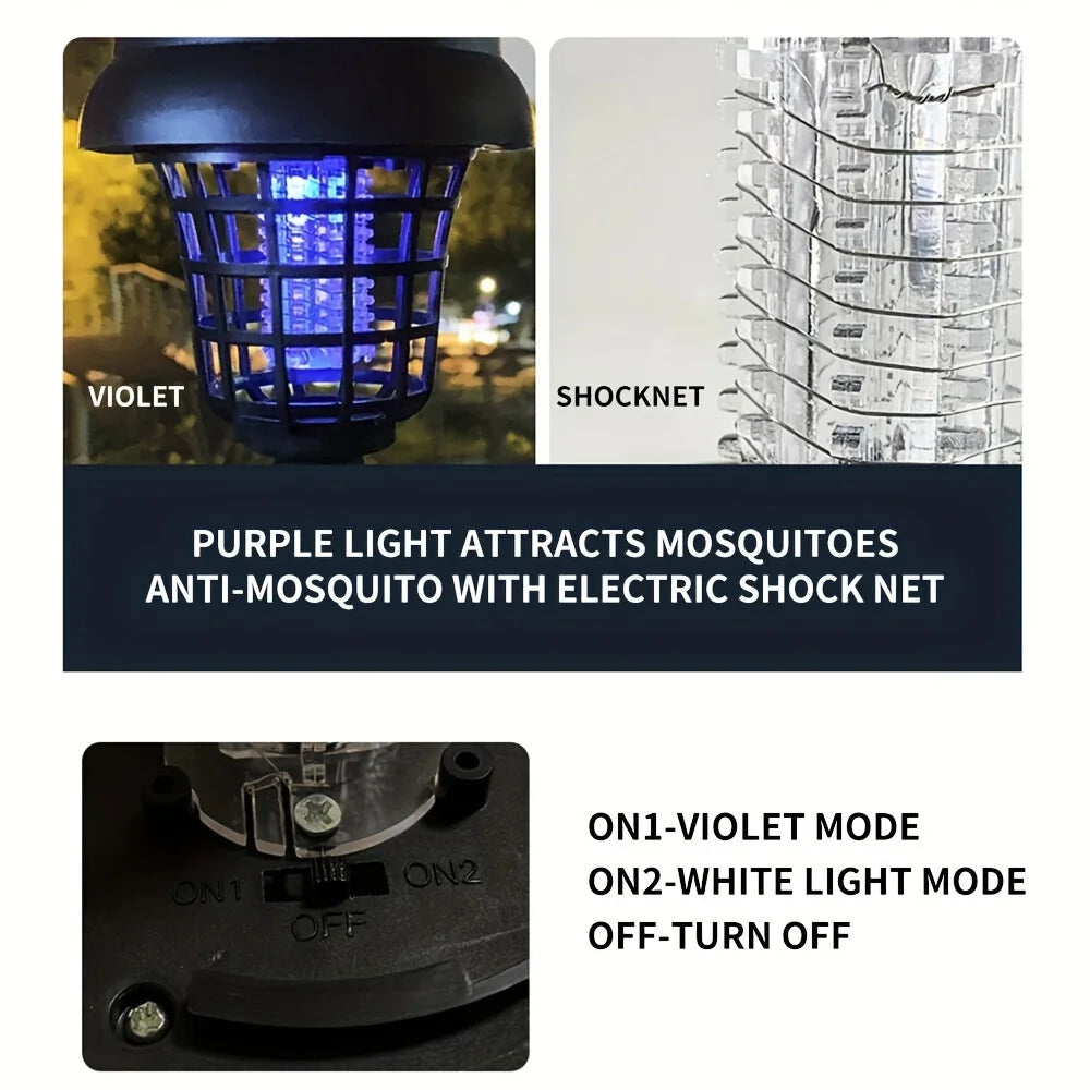 2pcs, Solar Mosquito Killer Lamp,Garden Fly Trap Lamp